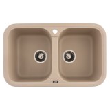FCB-7647TS/2, Chiuveta de bucatarie din granit cu doua cuve, seria TWINS, Sahara, 765x470x190 mm, FLOW