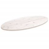VidaXL Blat de masă, alb, 100x50x2,5 cm, lemn masiv de pin, oval