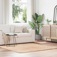 vidaXL Covor shaggy cu pom &icirc;nalt, NAVARRA, bej, 160x160 cm, poliester