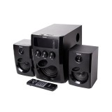 BOXE SPACER 2.1, RMS: 20W (2 x 5W + 10W), bluetooth telecomanda wireless, control volum, bass, treble, subwoofer lemn MDF, 220V, radio FM, SD card, po