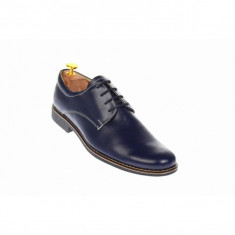 Oferta marimea 42 - Pantofi barbati, casual- eleganti, din piele naturala, bleumarin inchis, LP80BLM