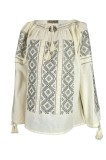 Bluza dama tip ie 124, crem/negru , marimea L, Casual, Bumbac