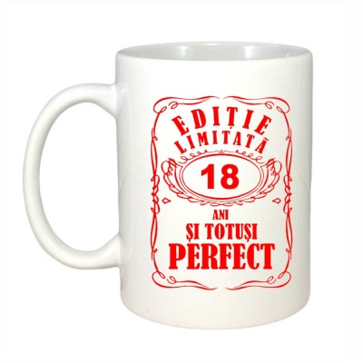 Cana alba personalizata &amp;quot;Editie limitata-18 ani&amp;quot;, INOVATIX&amp;reg;. 330 ml foto