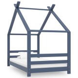 Cumpara ieftin Cadru de pat de copii, gri, 80 x 160 cm, lemn masiv de pin