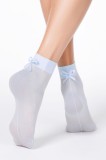 Șosete subțiri din poliamidă cu model plasă și fundiță, Conte Elegant Fantasy 18C-10CP, Blue, 36-39 (23-25)
