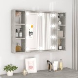 Gossi dulap cu oglinda si led, gri beton, 76x15x55 cm