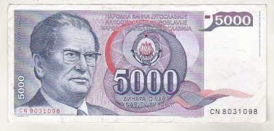 bnk bn Iugoslavia 5000 dinari 1985 circulata foto