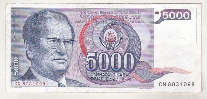 bnk bn Iugoslavia 5000 dinari 1985 circulata