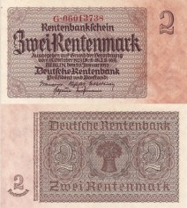 GERMANIA 2 rentenmark 1937 UNC!!! foto