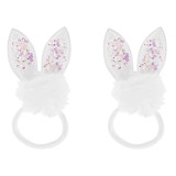 Elastice de Par pentru Copii cu Urechi de Iepure și Pompon Holografic, CMCLASS