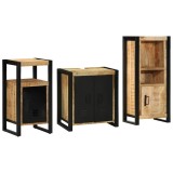 Cumpara ieftin Set de mobilier pentru baie 3 pcs Maro Lemn de mango solid