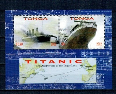 Tonga 2012 - Titanic, vapoare, colita neuzata foto