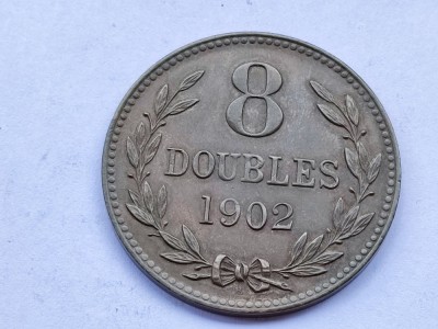319. Moneda Guernesey 8 doubles 1902 (tiraj 235.000 buc) foto