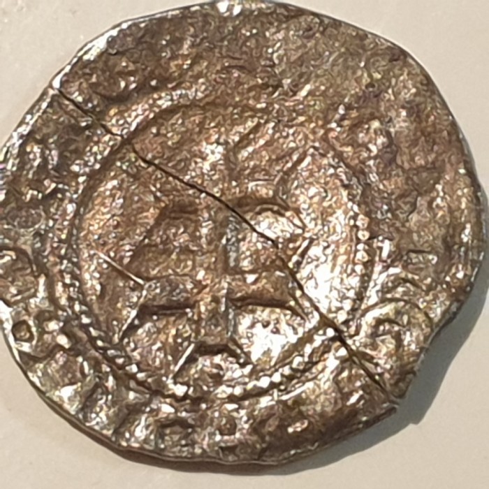 Ungaria 1 denar / denier 1383 argint Maria