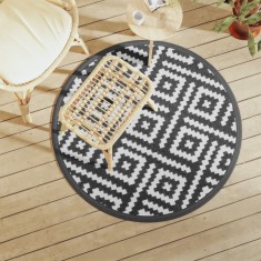 Gossi covor de exterior, arakil alb si negru, &Oslash;120 cm, pp