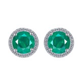 Cumpara ieftin Cercei din Argint 925 , zEmerald Halo Studs, cu Zirconiu Verde Smarald E i Cristale Albe