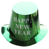 Palarie Happy New Year pentru Revelion, Flippy, Palarie Festiva de Anul Nou, Palarie Magica din Hartie, 29 x 25 x 15.5 cm, Colorata Sclipitor Verde