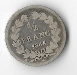 Moneda 1/2 franc 1844 W - Franta, 2,5 g argint 0,900, cotatii ridicate!!!, Europa