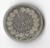 Moneda 1/2 franc 1844 W - Franta, 2,5 g argint 0,900