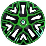 Set 4 Capace Roti 15 inchi, Best Verde-Negru, Compatibile Cu Skoda