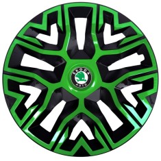 Set 4 Capace Roti 16 inchi (R16), Best Verde-Negru, Compatibile Cu Skoda