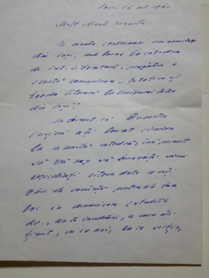 Autograf: Victor Iancu de la Alexandru Husar, Iasi, doua scrisori din 1960 foto