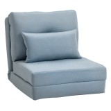 HOMCOM Fotoliu de podea Pat pliant cu saltea pliantă, design 2 &icirc;n 1, pernă detașabilă, 60 x 80 x 56 cm, Himmelblau | Aosom Romania