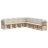 vidaXL Set de canapele de exterior cu pernă 9 pcs natural Poliester 3437488