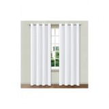 Set 2 perdele, sistem prindere cu inele, alb, semiopace, 140x250 cm, Oem