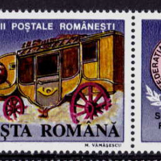 RO 1991 LP 1271 "Ziua marcii postale romanesti" , serie cu vinieta ,MNH