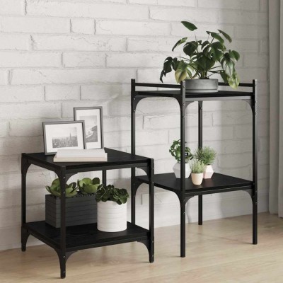 Raft pentru cărți 4 pcs Negru 40 x 40 x 1.5 cm Lemn compozit foto