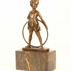 Fetita hula hop-statueta Art Deco din bronz BJ-23