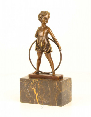 Fetita hula hop-statueta Art Deco din bronz BJ-23 foto