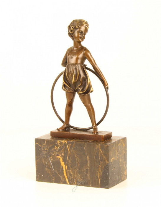 Fetita hula hop-statueta Art Deco din bronz BJ-23