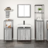 Set Mobilă Baie 3 Piese vidaXL Gri Sonoma Lemn Prelucrat: Dulap Chiuvetă, Dulap &Icirc;nalt &amp; Mediu