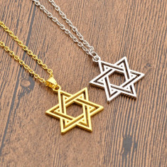 Pandantiv tema religioasa Steaua lui David simbol evreu silver foto