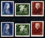 Ungaria 1942, Mi #696-698 A+B**, seria dantelata + nedantelata, Crucea Rosie, MNH. Cota 20 &euro;!