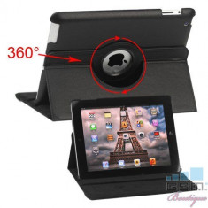 Husa Flip Cu Stand iPad 2 3 4 Piele PU Si Rotatie 360 Grade Neagra foto