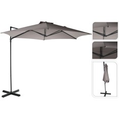 Umbrela suspendata de gradina, model lateral cu brat, design rotativ, culoare gri