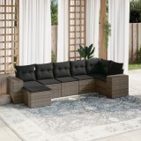 vidaXL Set canapele de grădină, 7 piese, cu perne, gri, poliratan 3255217
