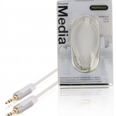 Cablu audio stereo Jack 3.5 mm tata - 3.5 mm tata 1m OFC alb Profigold