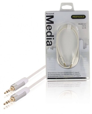 Cablu audio stereo Jack 3.5 mm tata - 3.5 mm tata 1m OFC alb Profigold foto