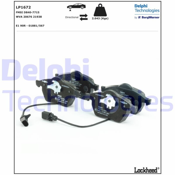 DELPHI LP1672 set placute frana,frana disc