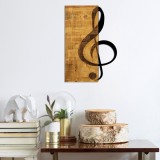 Cumpara ieftin Tablou din lemn si metal Treble Cheia Sol Nuc 39x58 cm