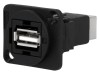 Conector adaptor USB A la USB B 2.0, CLIFF, Montare Panou, Plastic Negru, CP30209N