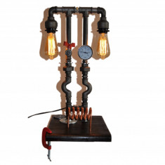 lampa telefon suport lemn steampunkdesigncj, lampa steampunk, corp de iluminat foto