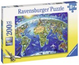 Cumpara ieftin Puzzle Harta Cu Monumentele Lumii, 200 Piese, Ravensburger