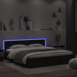 VidaXL Cadru de pat cu tăblie și LED, negru, 200x200 cm