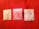 3 Timbre Cipru ocupatie britanica 1894 - Regina Victoria , 1/2 , 1 si 2 pia. , stampilate