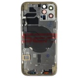 Carcasa Completa iPhone 12 Pro Gold Originala + Suport SIM, Butoane, Flex Magsafe, Geam &amp; Rama Camera Spate